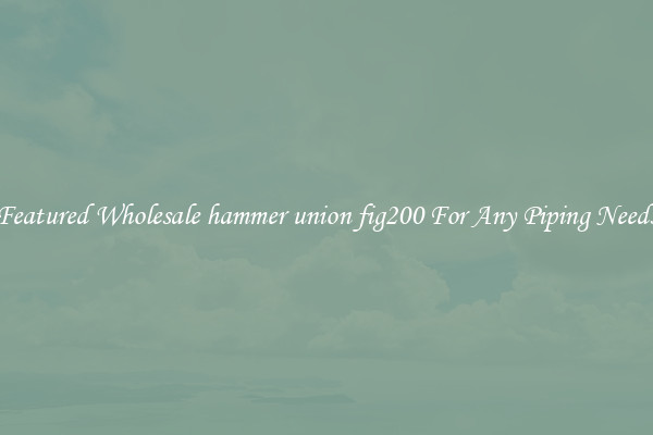 Featured Wholesale hammer union fig200 For Any Piping Needs